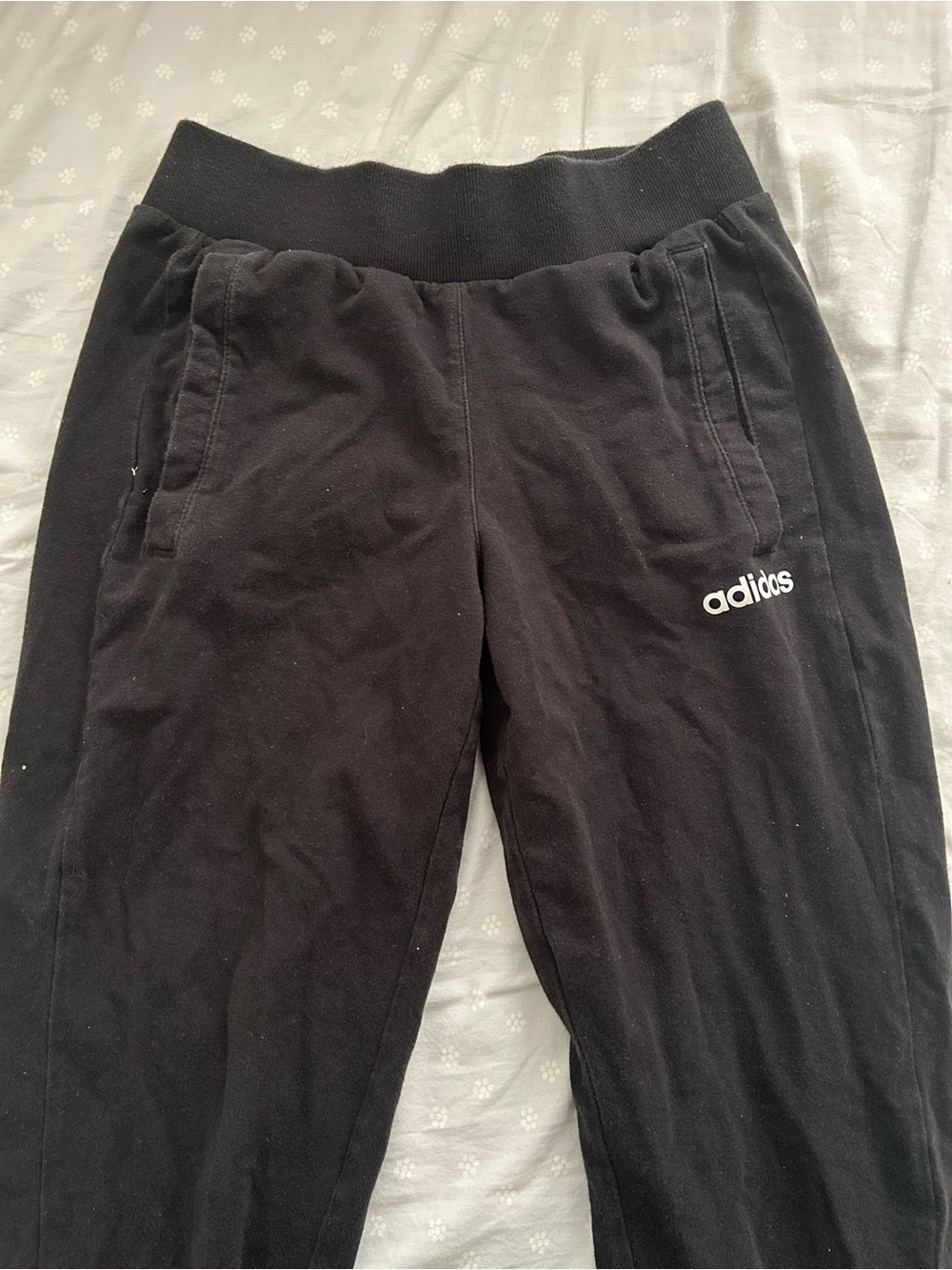 adidas Kids Black Jogger Sweatpants with White Logo